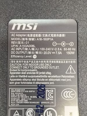 Sạc laptop MSI nhỏ kim 150W 20V-7.5A 9 sac msi nho kim